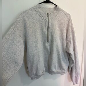 Fabletics Light Gray Half-Zip Pullover